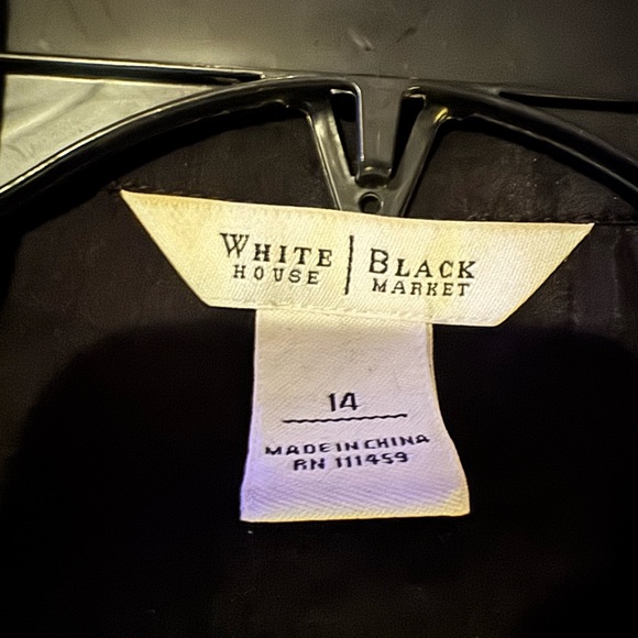 White House Black Market Black Button Down  sheer Shirt with ruffle detail - Picture 3 of 6